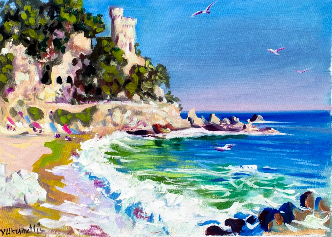 Valentin Ukrainets (Ukraine,b 1965) oil painting: ARTIST: Valentin Ukrainets (Ukrainian, born 1965) TITLE: Black Sea Seascape, Ukraine (titled on verso) MEDIUM: oil on canvas CONDITION: Unstretched (In-House stretching available). Very good. No