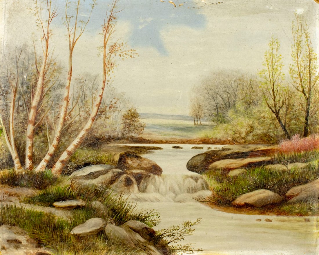 Antique early 20C American oil painting (1 of 13)