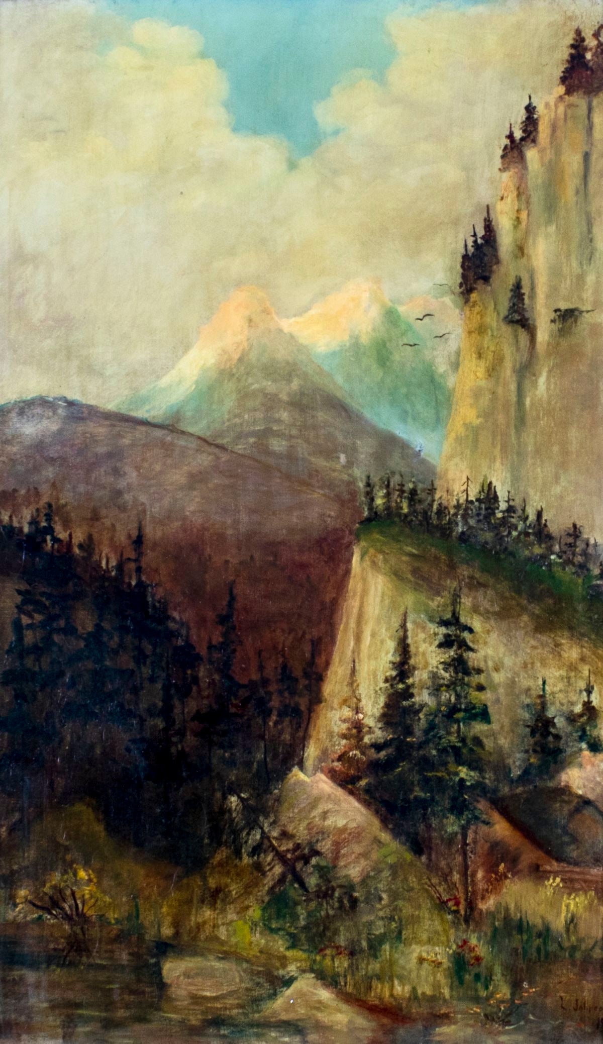 L Johnson (US,19/20C) oil painting antique (1 of 12)