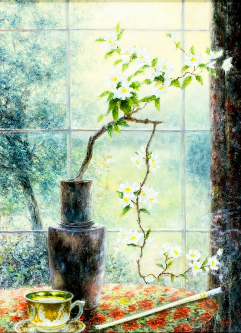 Vintage 20C European oil painting signed (1 of 15)