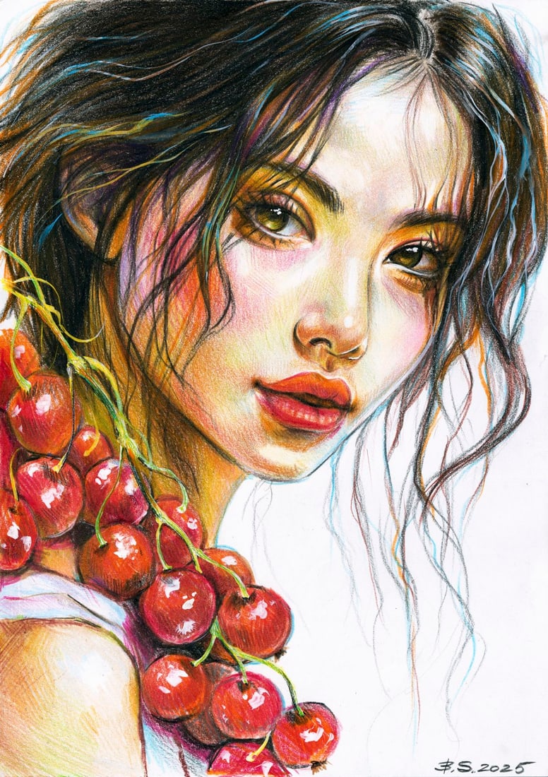 Svetlana Bedna (Ukraine,b 1982) colored pencil painting (1 of 12)