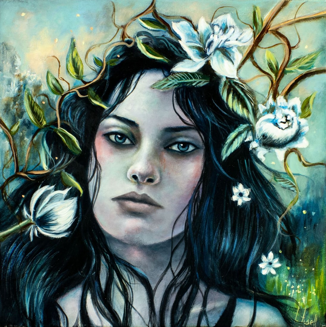 Ingrid Tusell Domingo (Spain,b 1978) oil painting: ARTIST: Ingrid Tusell Domingo (Spanish, born 1978) TITLE: Morgana YEAR: 2017 MEDIUM: oil on canvas CONDITION: Few minor paint losses along edges. No visi