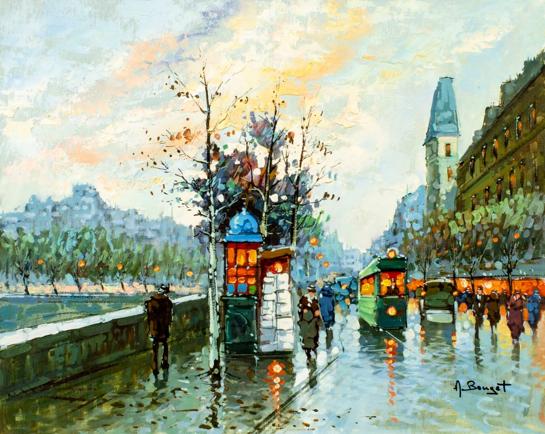 A Bouget (France,20C) oil painting (1 of 13)