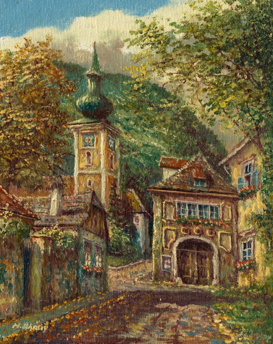M Schony (German,1913-?) oil painting (1 of 13)