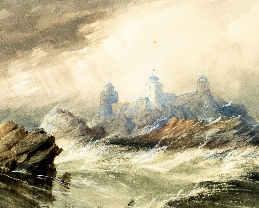 ATTR Henry Bright (UK,1814-1873) watercolor painting antique - 5