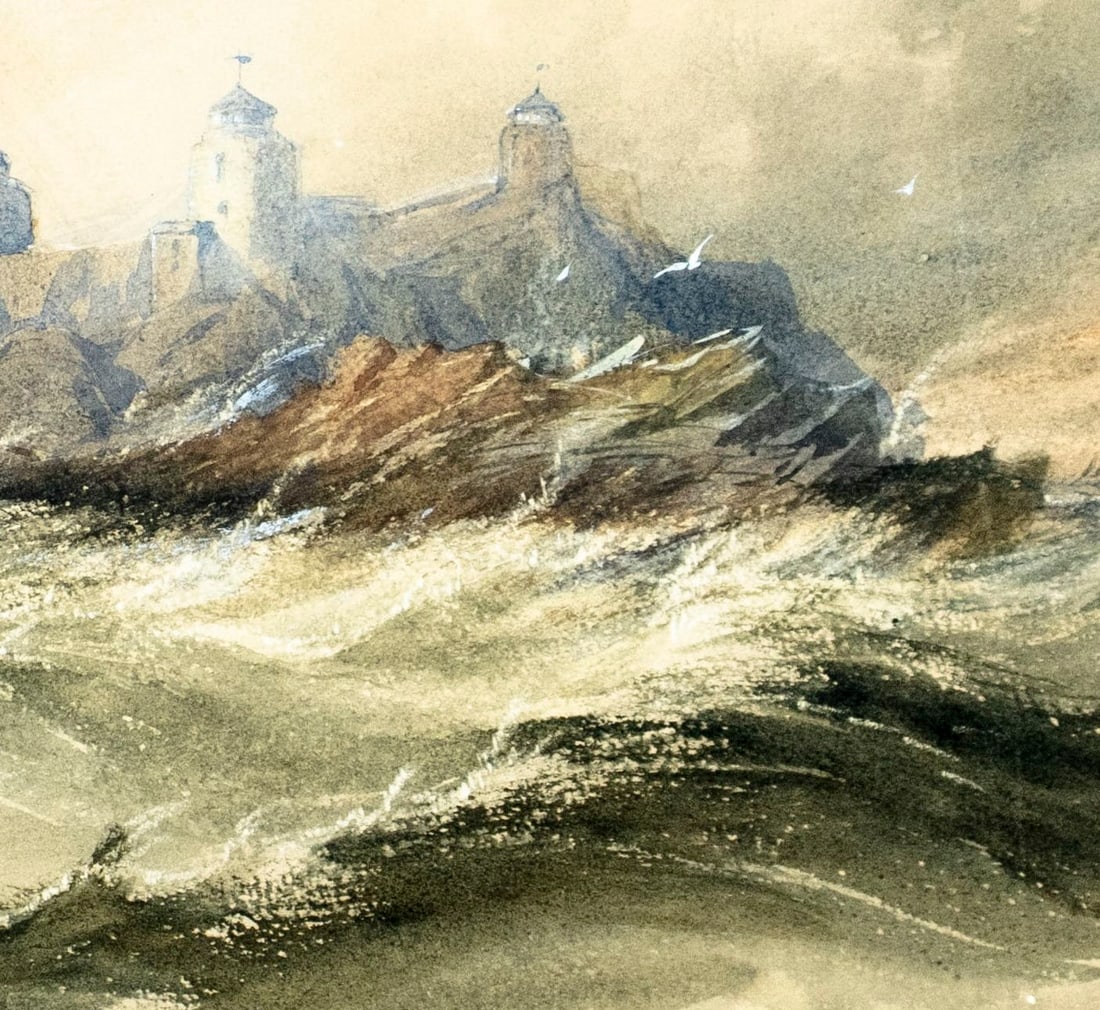 ATTR Henry Bright (UK,1814-1873) watercolor painting antique - 7