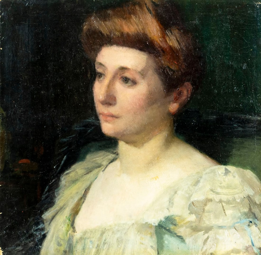 Antique early 20C American oil painting (1 of 11)