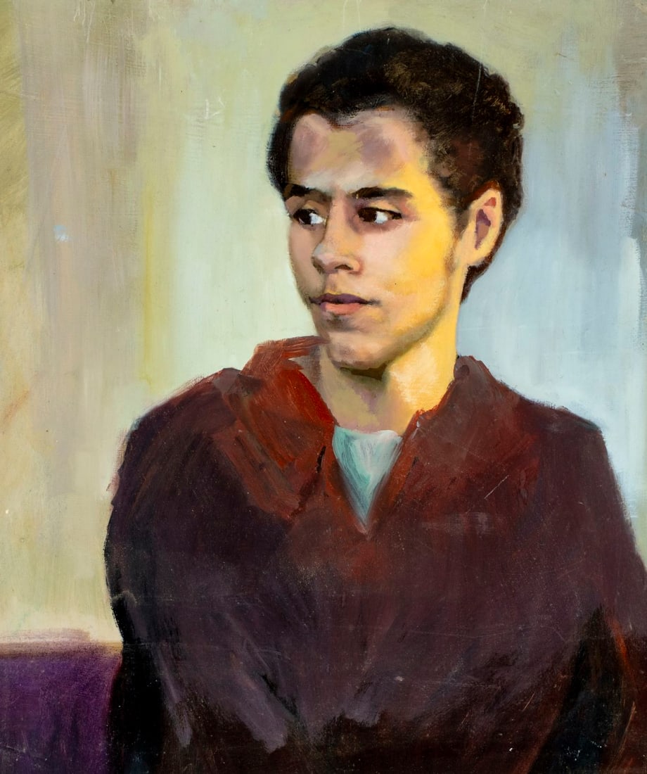 John Reilly (NY,NJ,1942-2021) oil painting: ARTIST: John Reilly (New York, New Jersey, 1942 - 2021) TITLE: Portrait of Man MEDIUM: oil on board CONDITION: Some faint scratches. No visible inpaint under UV light.