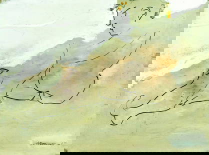 Sterling Strauser (PA,1907-1995) oil painting: ARTIST: Sterling Boyd Strauser (Pennsylvania, 1907 - 1995) TITLE: Male Nude YEAR: 1967 MEDIUM: oil on board CONDITION: Minor damages to corners. No visible inpaint under UV light. Normal wear along