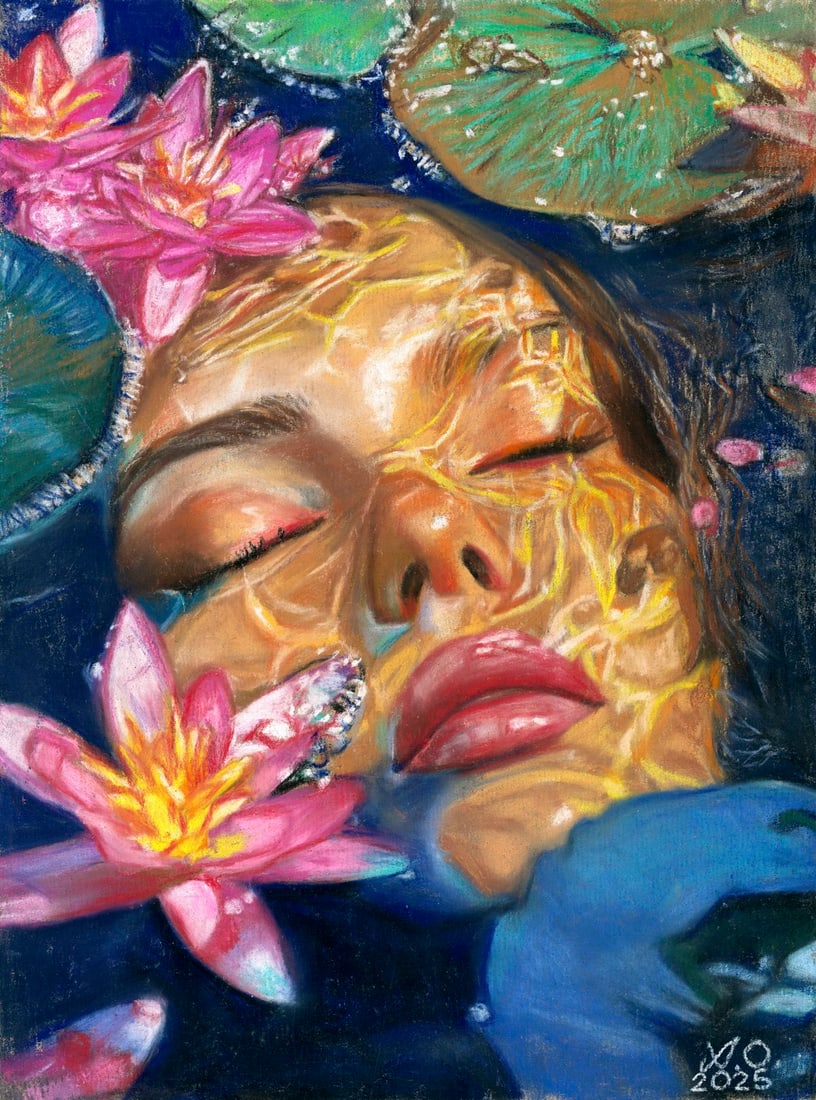 Oleksandr Achkasov (Ukraine,b 1965) pastel painting: ARTIST: Oleksandr Achkasov (Ukrainian, born 1965) TITLE: Woman Underwater MEDIUM: pastel on paper CONDITION: Some scratches/paint losses (see pictures carefully). ART SIZE: 12 x 8 inches / 30 x 20 cm