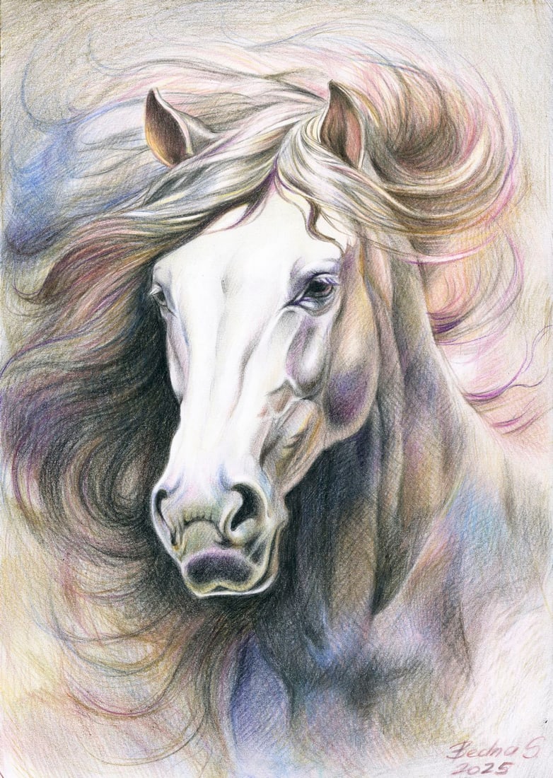 Svetlana Bedna (Ukraine,b 1982) colored pencil painting (1 of 12)