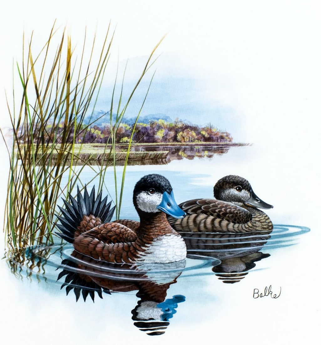 Don Balke (NC,1933-?) gouache painting (1 of 13)