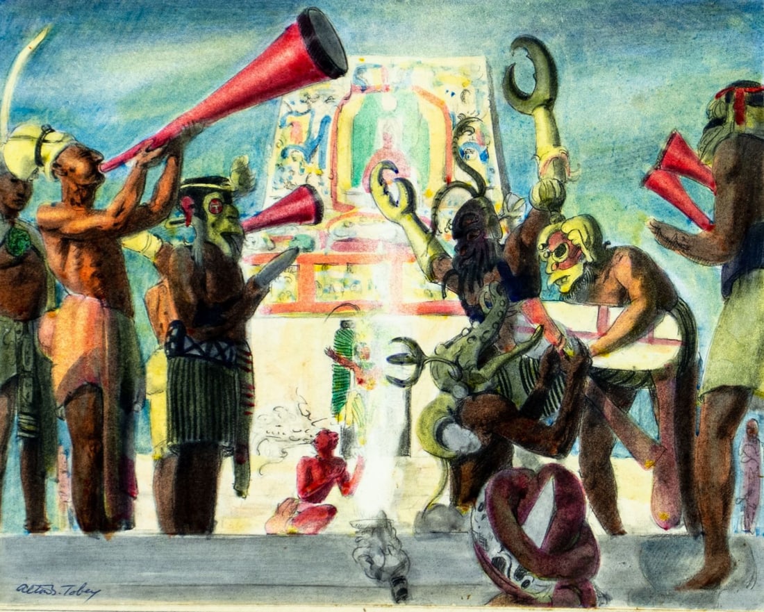 Alton Tobey (CT,1914-2005) watercolor painting (1 of 13)