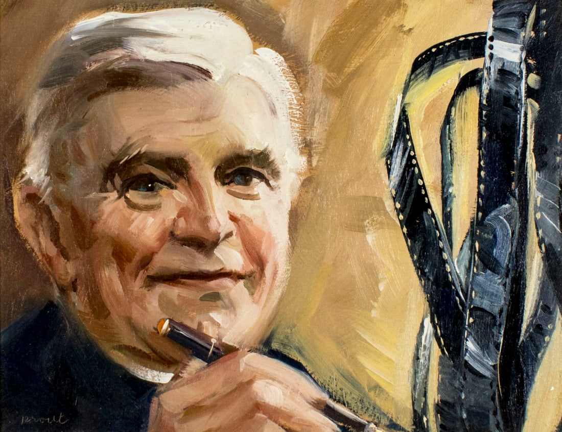 George Morton Prout (IN,FL,1913-2016) oil painting: ARTIST: George Morton Prout (Indiana, Florida, 1913 - 2016) NAME: Illustration - Daniel A. Lord. S.J. 1888-1955 YEAR: 1972 MEDIUM: oil on board CONDITION: Very good. No v