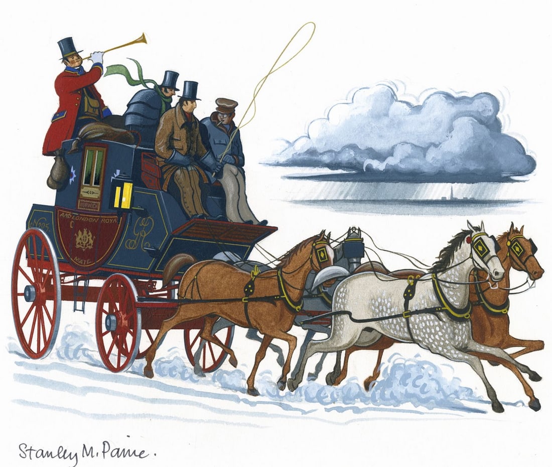 Stanley Paine (UK,1934-?) gouache painting (1 of 12)