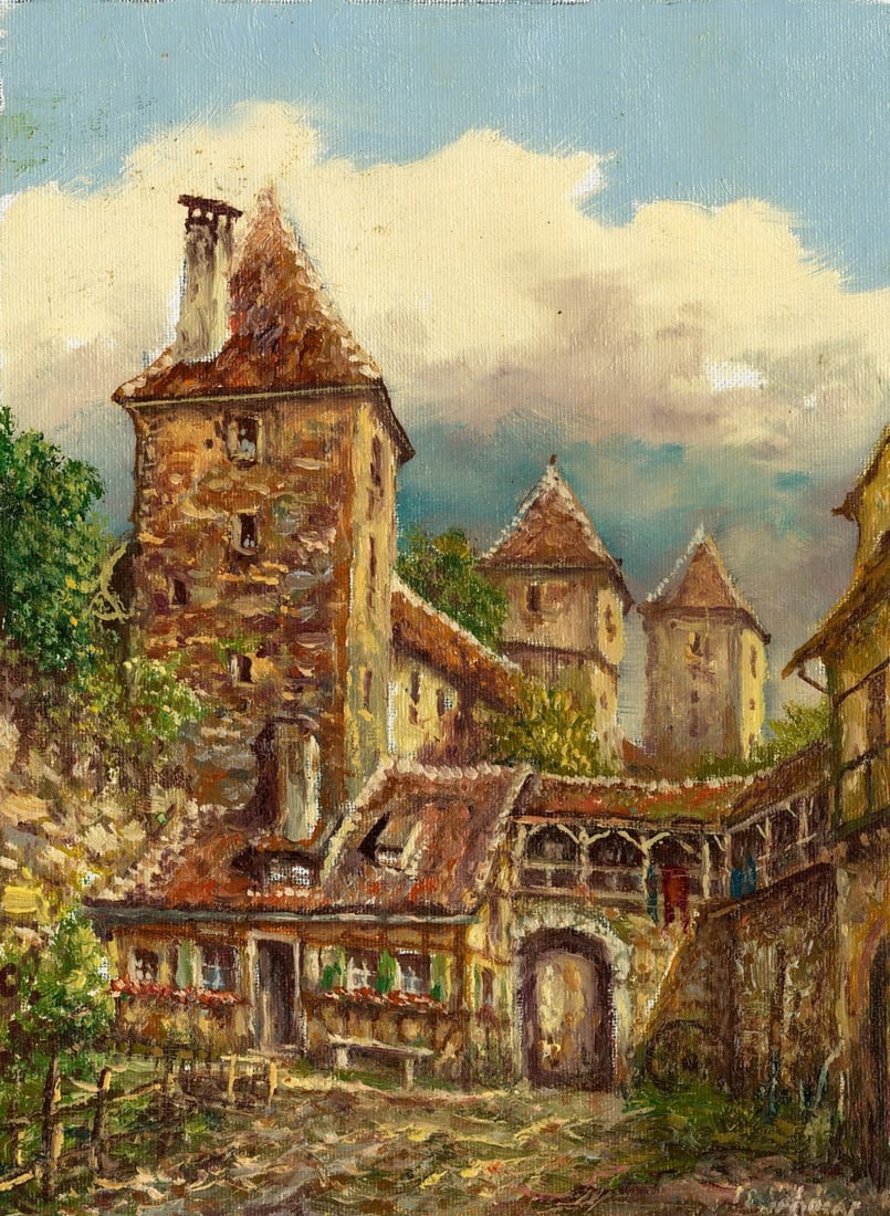 M Schony (German,1913-?) oil painting (1 of 13)