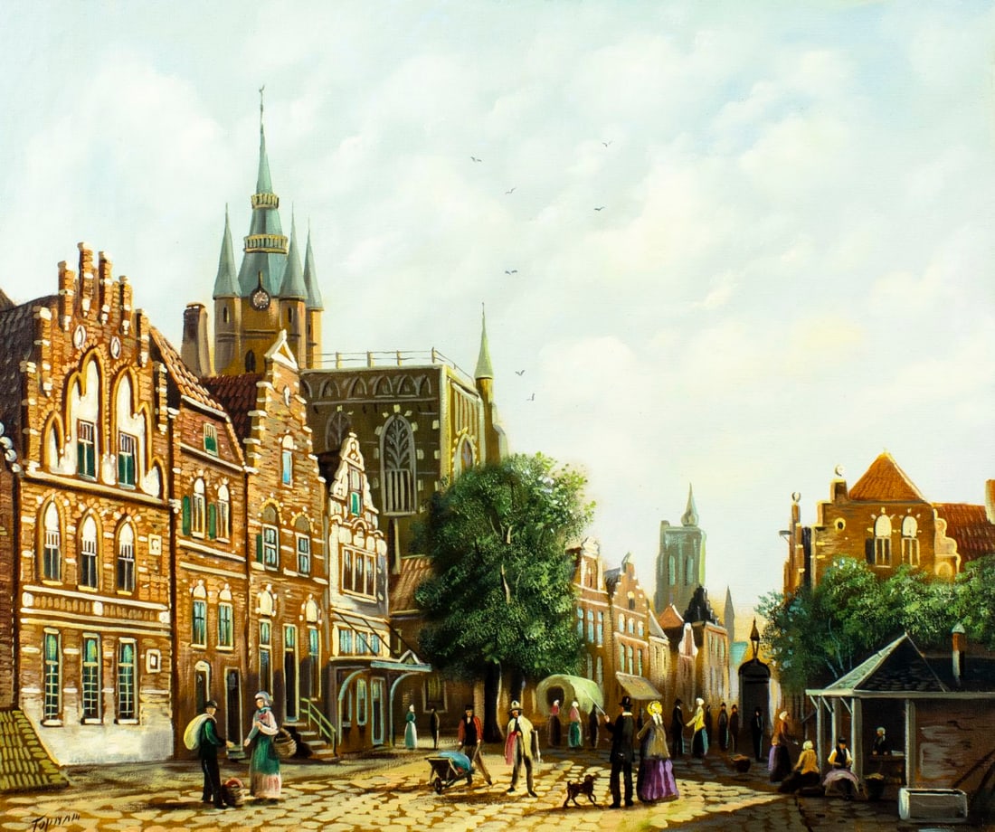 H J Topman (Dutch,1907-?) oil painting (1 of 13)