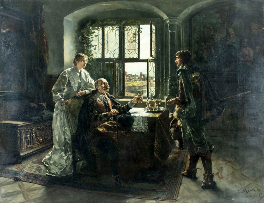 Eduard Merk (German,1816-1888) oil painting antique (1 of 13)