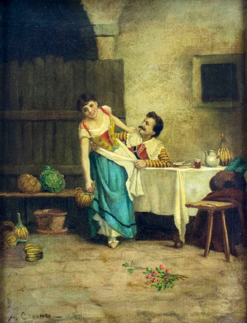 A Canonico (Italy,19C) oil painting antique (1 of 12)