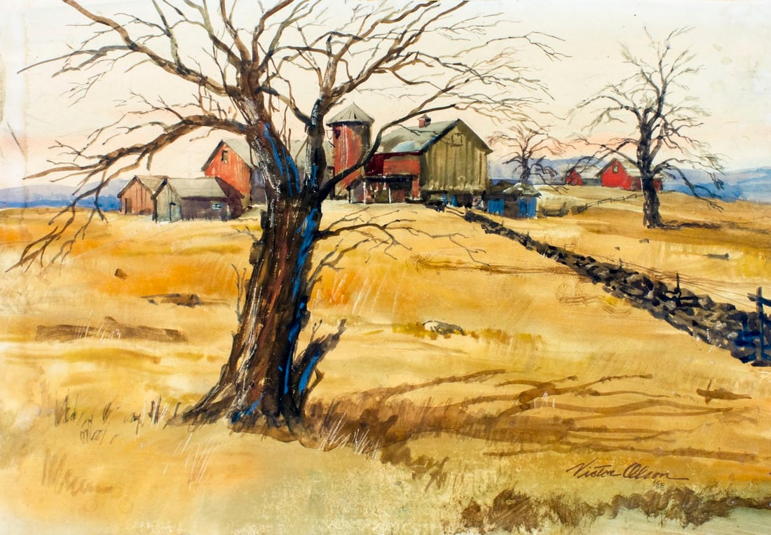 Victor Olson (CT,1924-2007) watercolor painting (1 of 12)