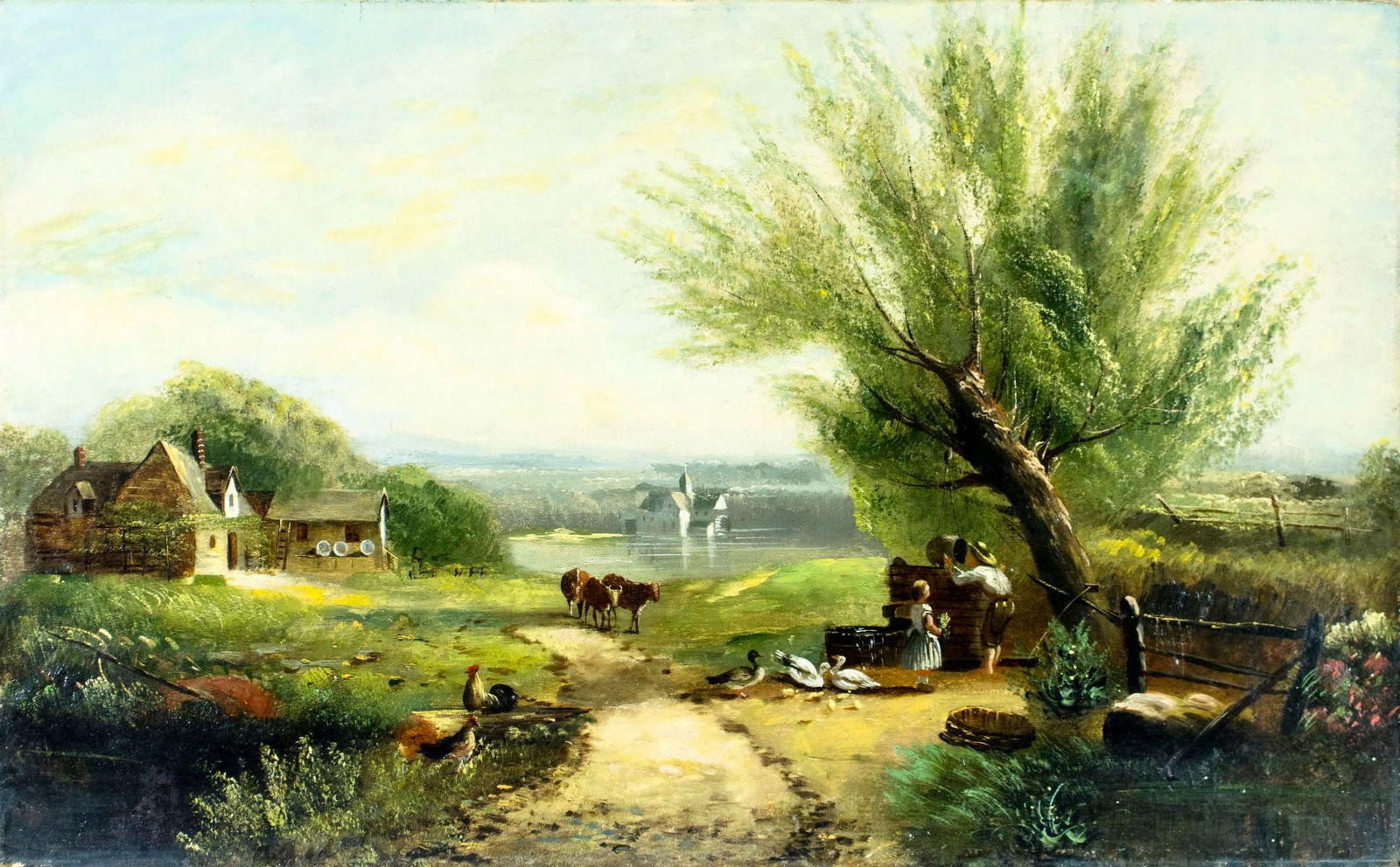 Antique 19C European oil painting (1 of 12)