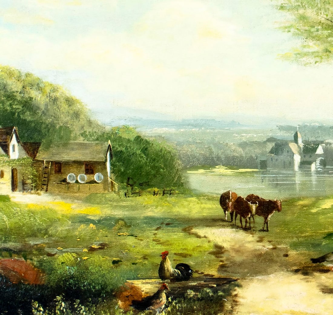 Antique 19C European oil painting - 5