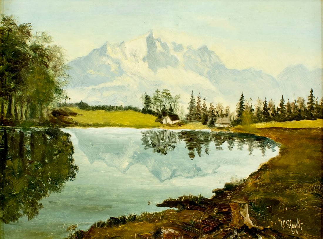 W Schmidt (German,mid 20C) oil painting (1 of 12)