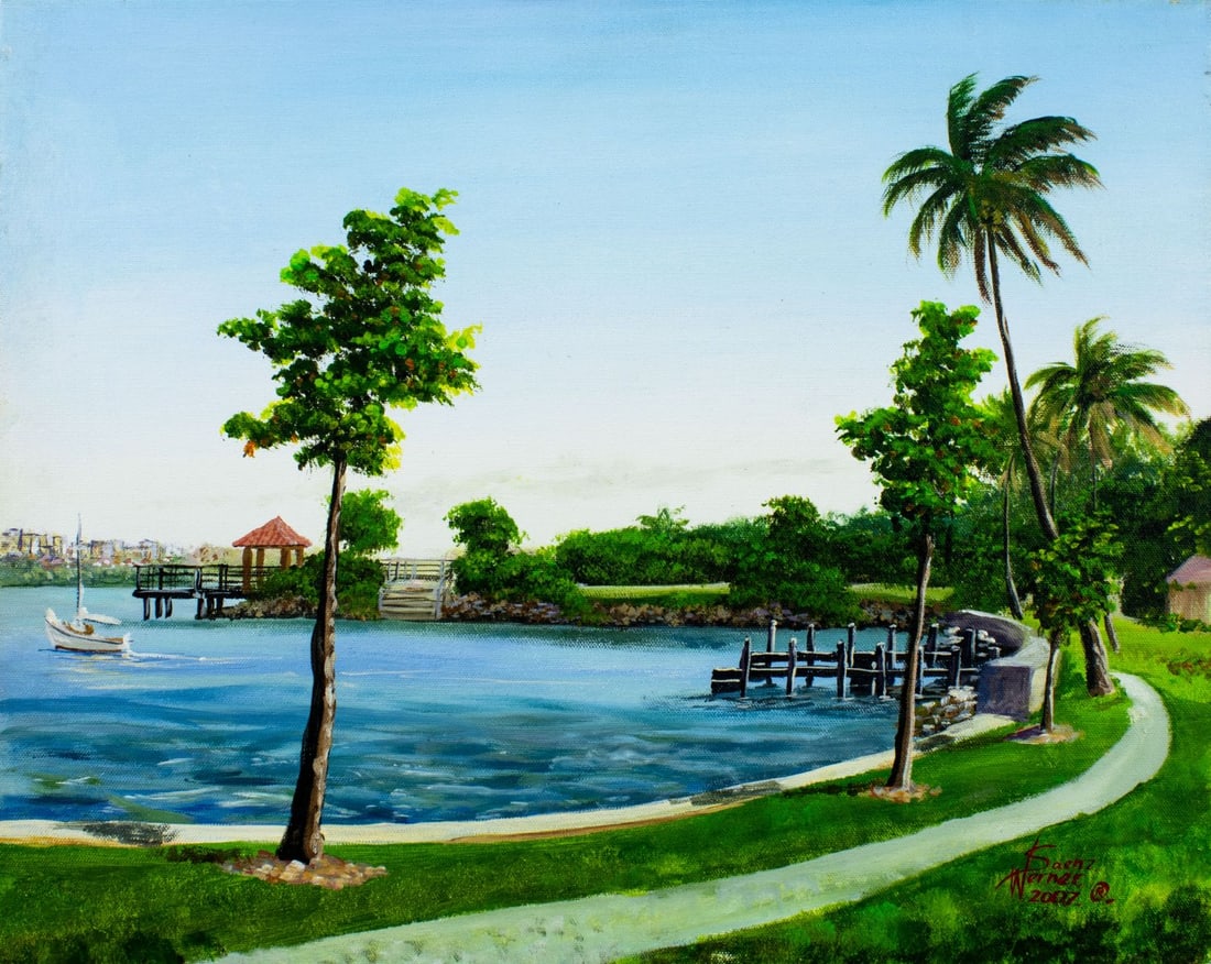 Saenz Werner (FL,20/21C) oil painting: ARTIST: Saenz Werner (Florida, 20/21 centuries) TITLE: Florida Landscape YEAR: 2007 MEDIUM: oil on canvas CONDITION: Very good. No visible inpaint under