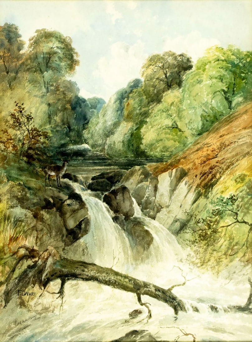 ATTR Frederick Davis (UK,1853-1892) watercolor painting antique (1 of 11)