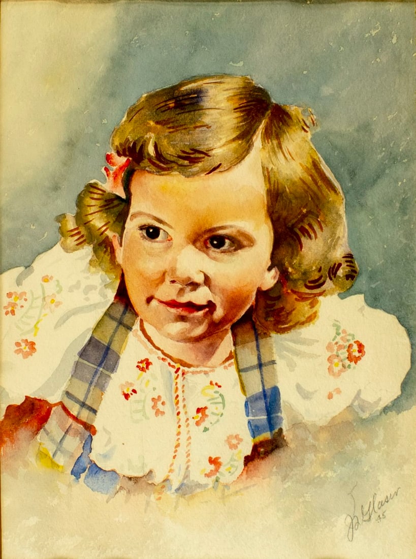 Glaser (Europe,mid 20C) watercolor painting antique (1 of 11)