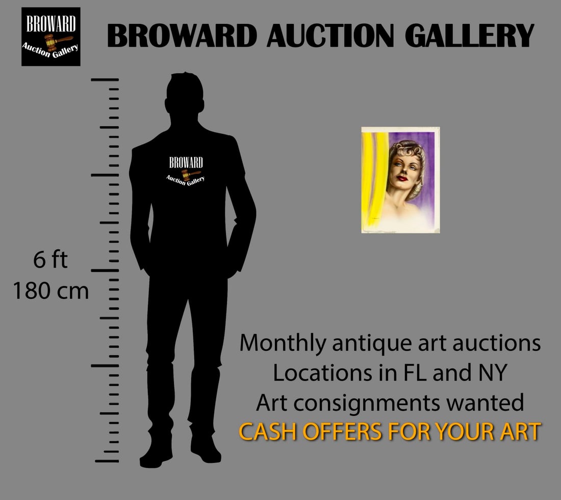 Russell Hill (US,20C) gouache painting antique - 2