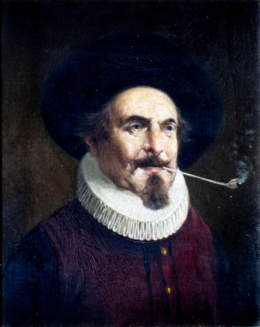 Antique early 20C European oil painting signed (1 of 12)