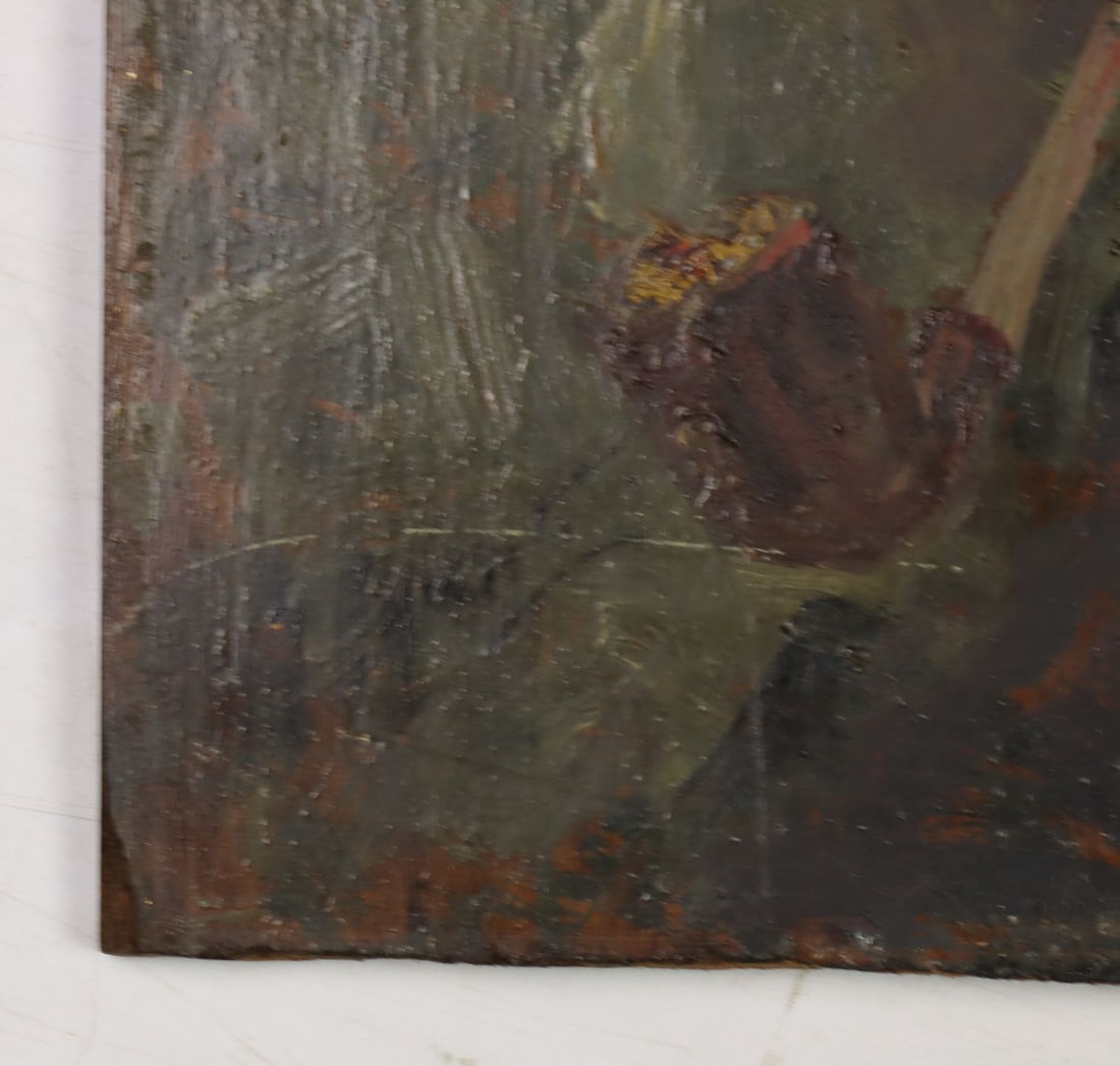 Antique early 20C European oil painting signed - 11