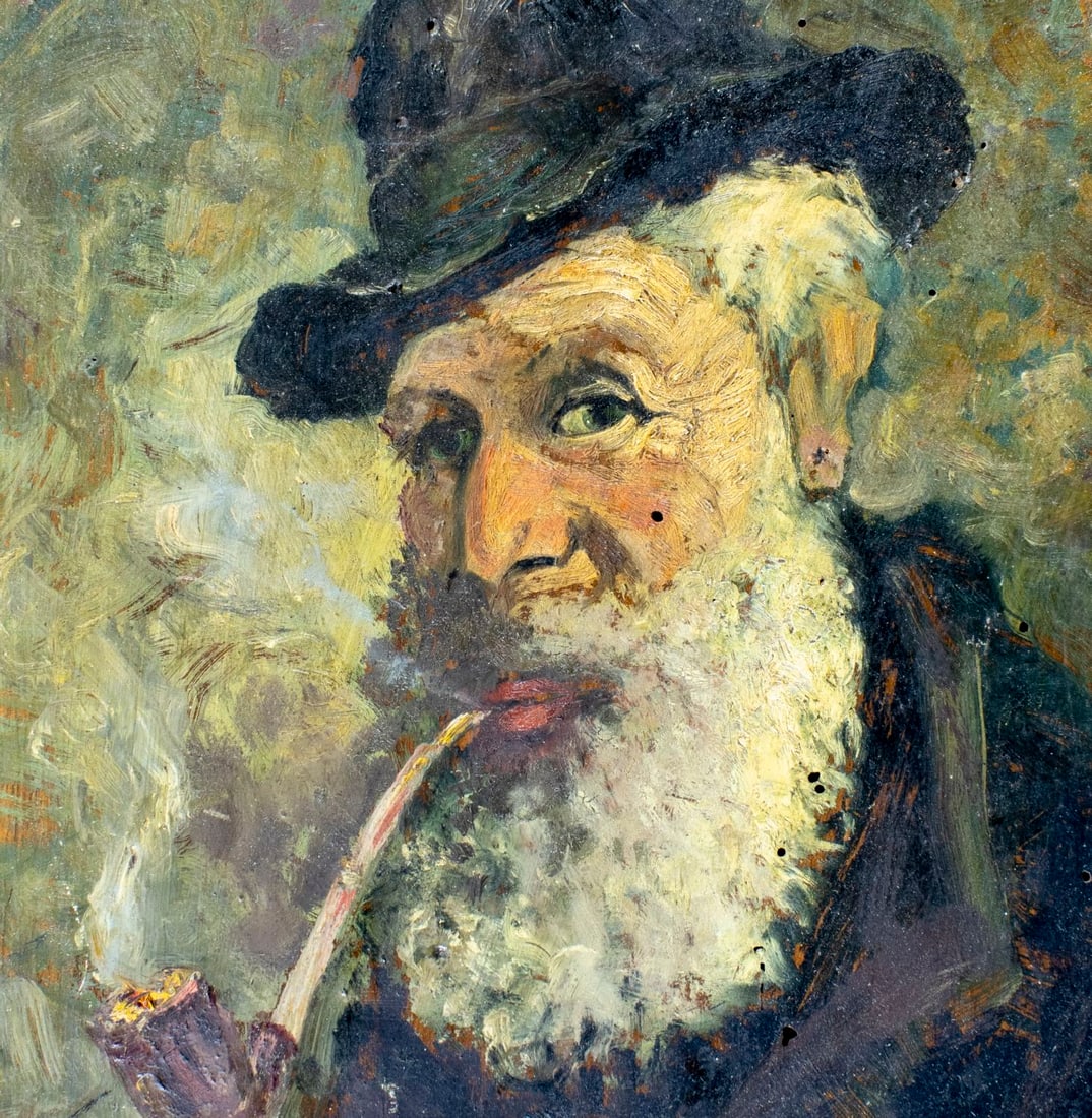 Antique early 20C European oil painting signed - 5