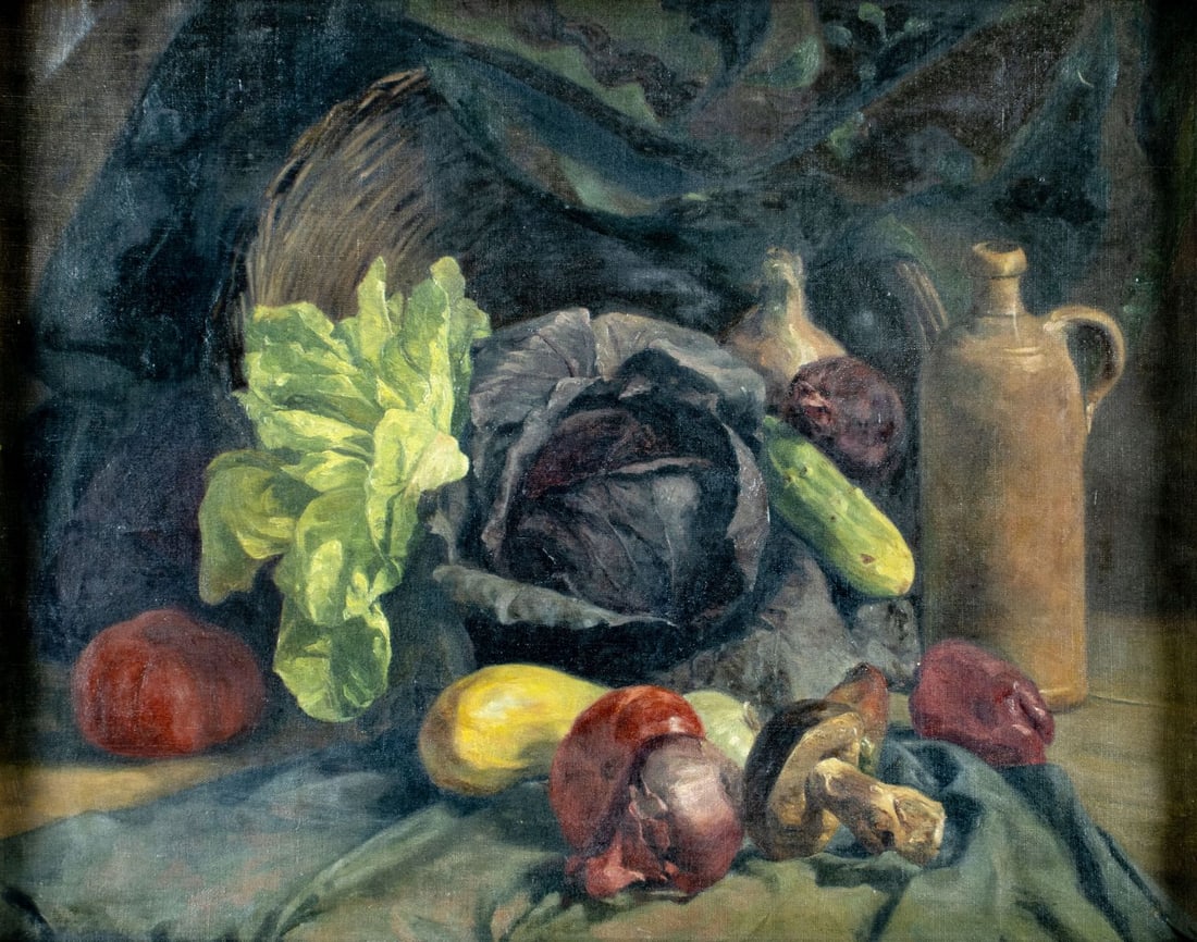 Antique early 20C European oil painting signed (1 of 12)