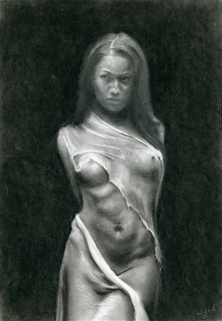 Sergey Gaydar (Ukraine,b 1970) pastel painting: ARTIST: Sergey Gaydar (Ukrainian, born 1970) TITLE: Nude MEDIUM: pastel on paper CONDITION: Very good. ART SIZE: 17 x 12 inches / 43 x 30 cm