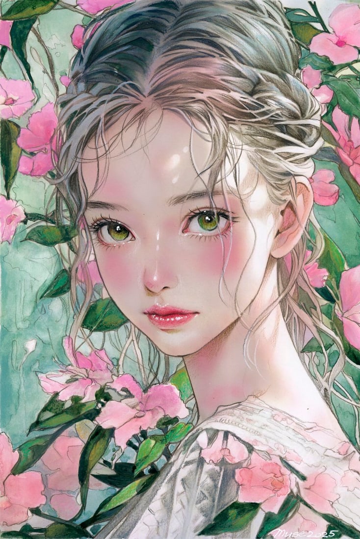 Olga Dolgikova (Ukraine,b 1967) acrylic painting: ARTIST: Olga Dolgikova (Ukrainian, born 1967) TITLE: Portrait of Woman MEDIUM: acrylic on heavy paper CONDITION: Very good. ART SIZE: 14 x 10 inches / 35