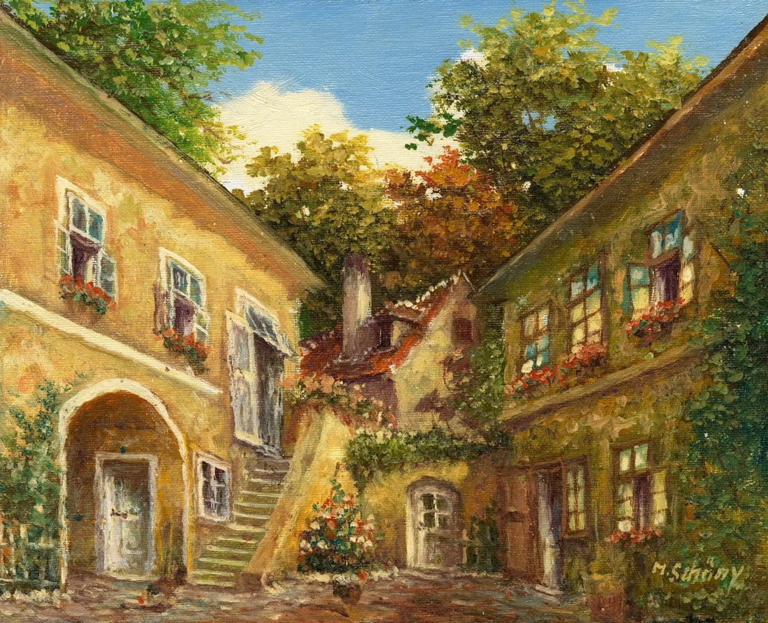 M Schony (German,1913-?) oil painting (1 of 13)
