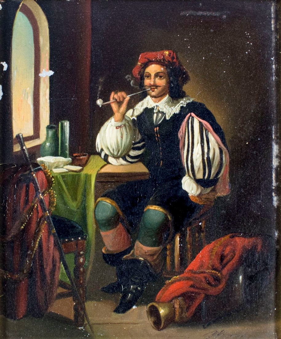 Antique 19C European oil painting (1 of 12)