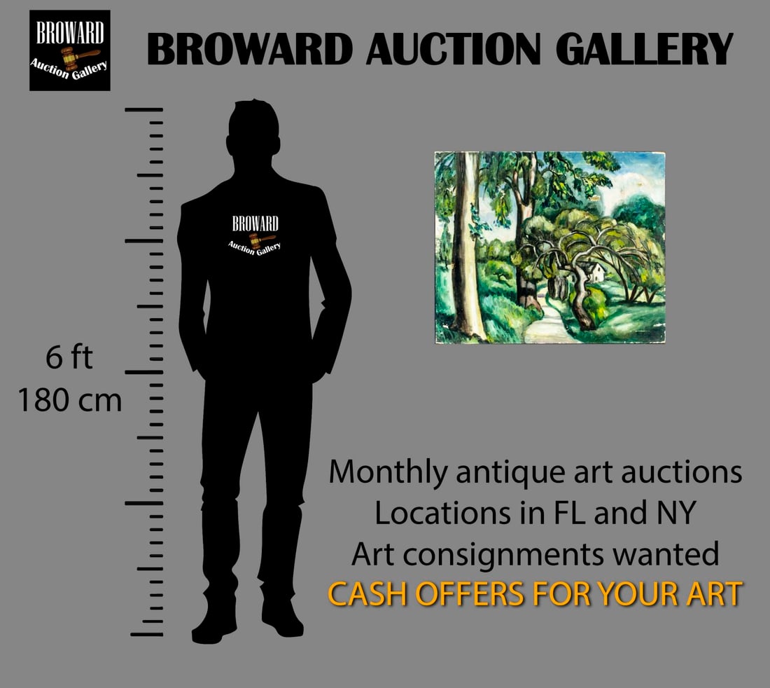 Vintage mid 20C American oil painting signed - 2