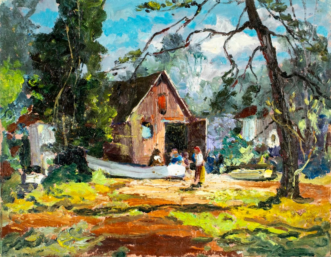 Vintage mid 20C American oil painting (1 of 11)