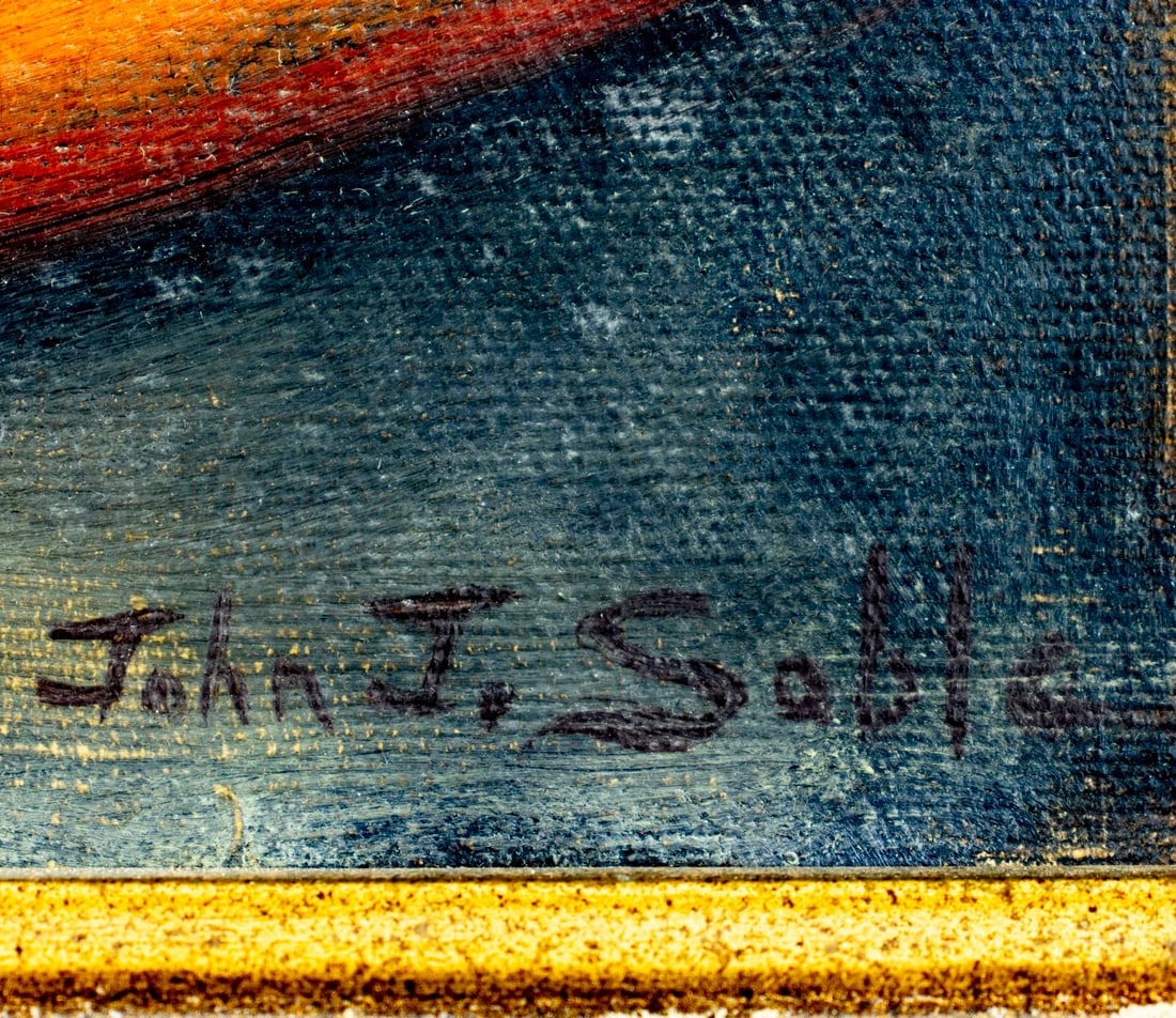 John J Sable (US,early 20C) oil painting antique - 4