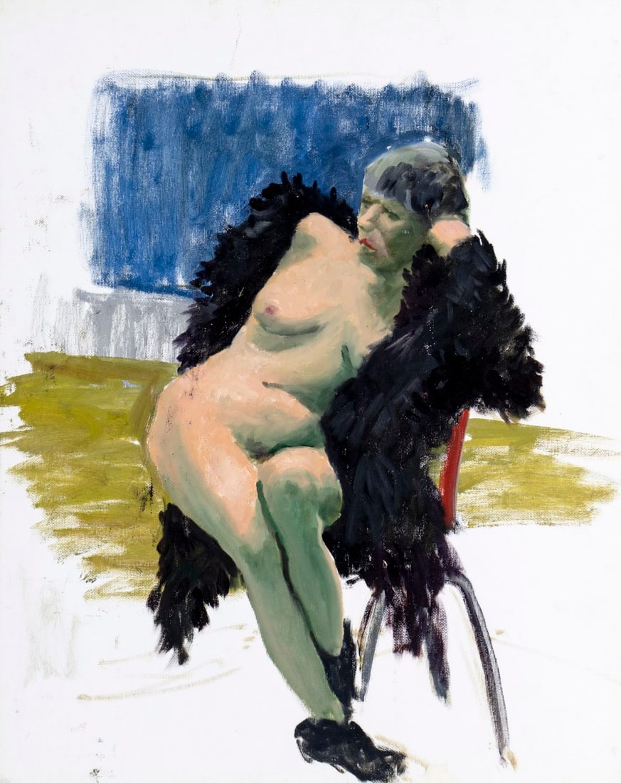 George Holloway (NJ,20C) oil painting: ARTIST: George R Holloway (New Jersey, 20 century) TITLE: Seated Nude MEDIUM: oil on canvas board CONDITION: Overall good. No visible inpaint under UV light. ART