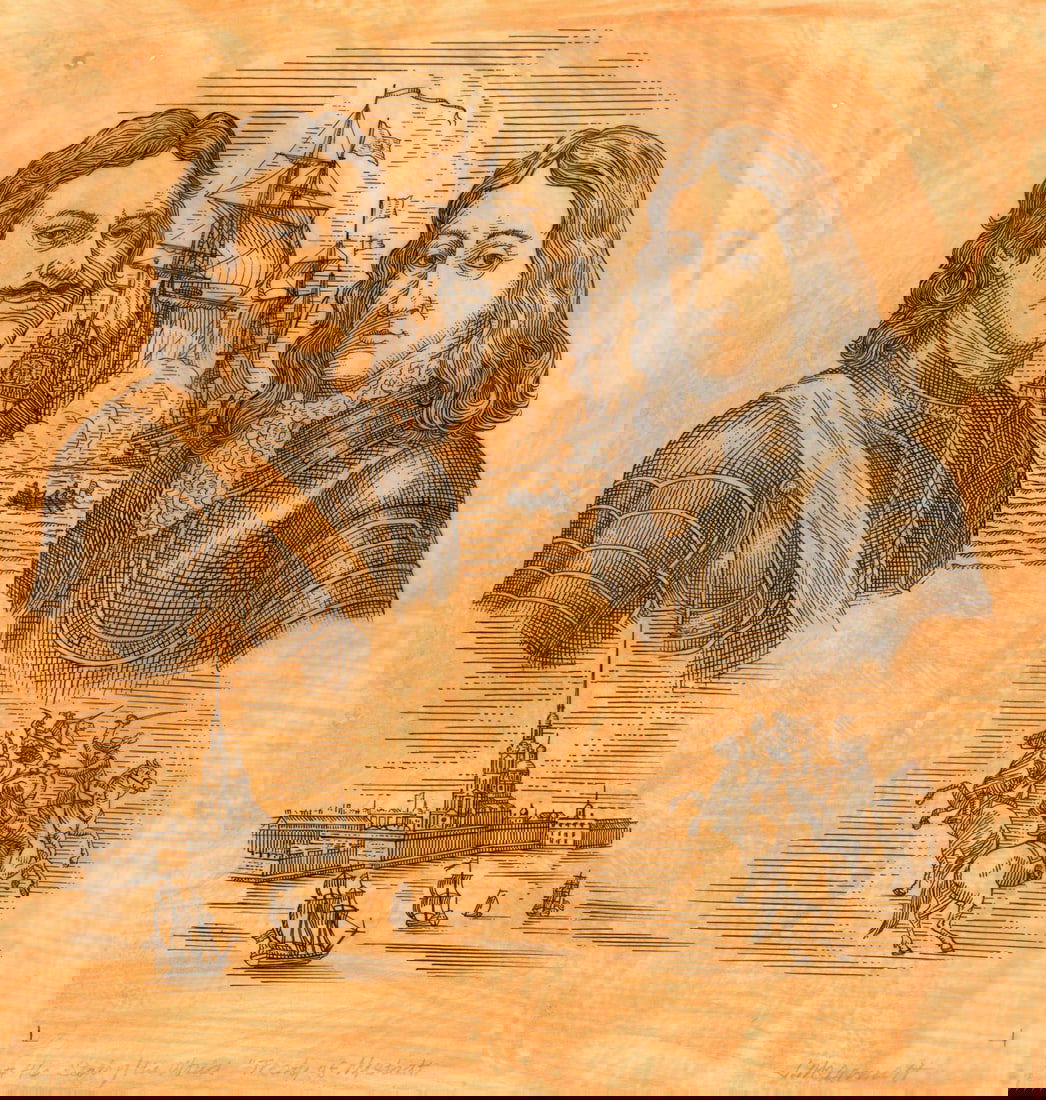 ATTR Jim McDermott (MA,CA,1960-2015) ink painting (1 of 11)