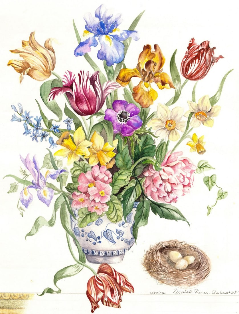 Elisabeth Riemer-Gerhardt (Dutch,1930-2003) watercolor painting (1 of 12)