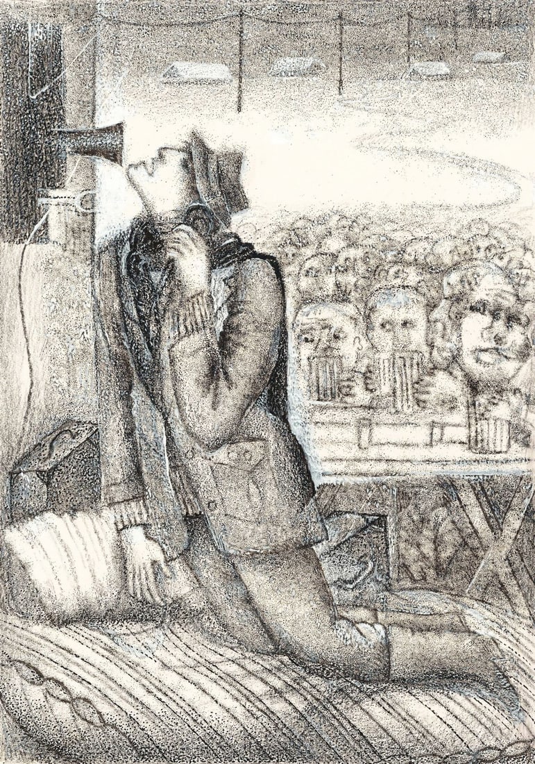 Jarmila Maranova (Czech,NY,1922-2009) mixed media painting (1 of 13)