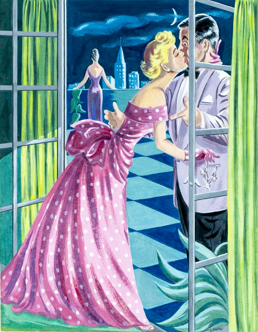 Genevieve Baker (LA,mid 20C) gouache painting (1 of 12)