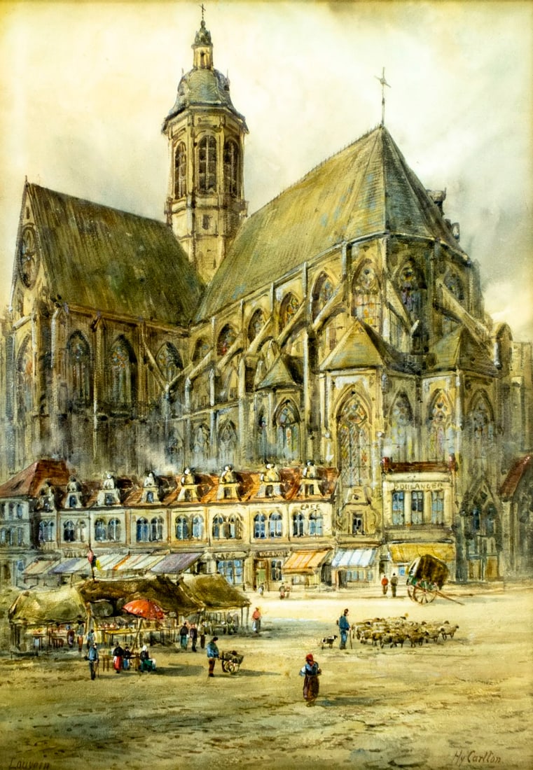 Hy Carlton (UK,19/20C) watercolor painting antique (1 of 15)