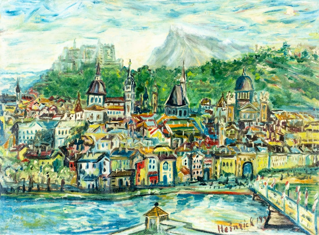 Heinrick (Austria,mid 20C) oil painting antique (1 of 12)