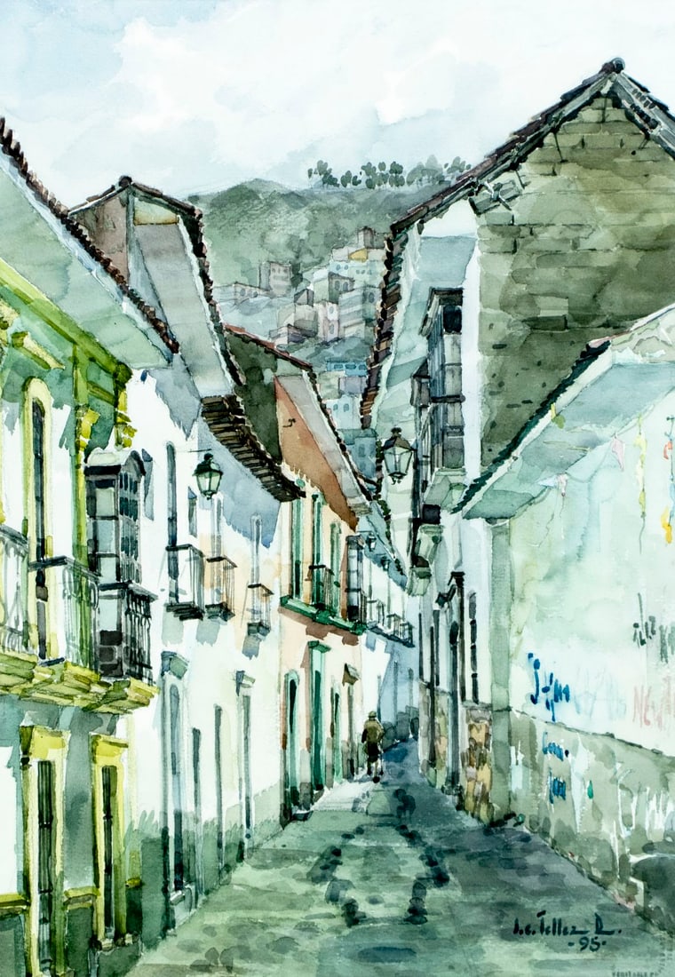 Tellez (Europe,20C) watercolor painting (1 of 13)